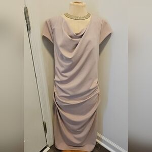 WHITE HOUSE BLACK MARKET DUSTY PINK DRAPED MIDI DRESS